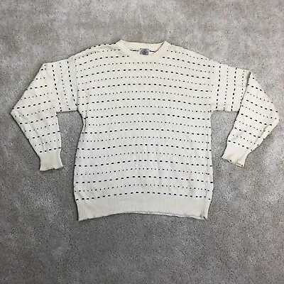 Buy Vintage Mens Medium Jumper 80s Pattern Sweater Off White Cape Isle Knitters • 12.99£