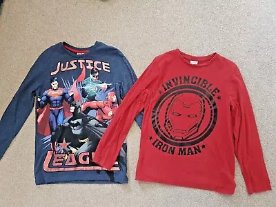 Buy Boys Long Sleeve T-Shirts Age 9-10 Years Justice League & Iron Man 2pk Top • 3.99£