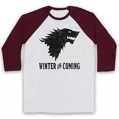 Buy Game Of Thrones Stark Wolf Head Sigil Winter Is Coming 3/4 Sleeve Baseball Tee • 23.99£