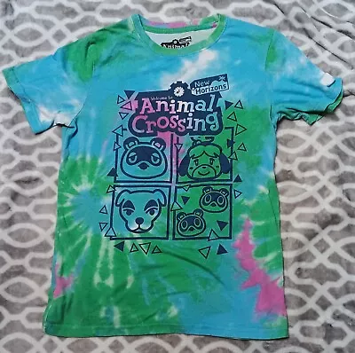 Buy Animal Crossing New Horizons Blue Tye Dye Juniors Large Tshirt Nintendo Merch • 14.20£