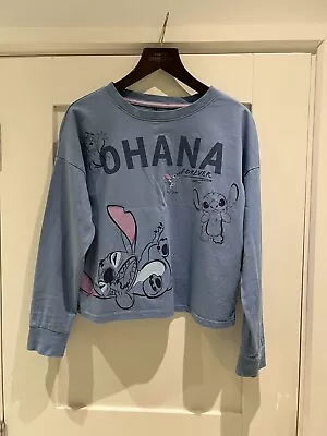 Buy Official Disney Stitch Top Size M Ohana Pullover Long Sleeve Blue T-Shirt • 14.99£