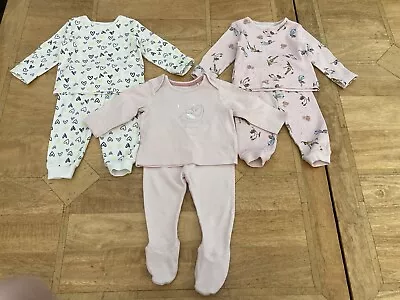 Buy Baby Girl 2 Piece Pyjamas Bundle - 3 Pairs -  Age 3-6m • 3£