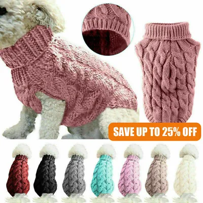 Buy Small Dog Knitted Sweater Jumper Winter Warm Puppy Cat Clothes Thermal Coat XS • 7.79£