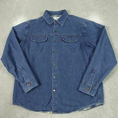 Buy Levi's Mens Shirt Jacket Large Blue Denim Lined Button Up Chore Workwear Cotton • 29.99£