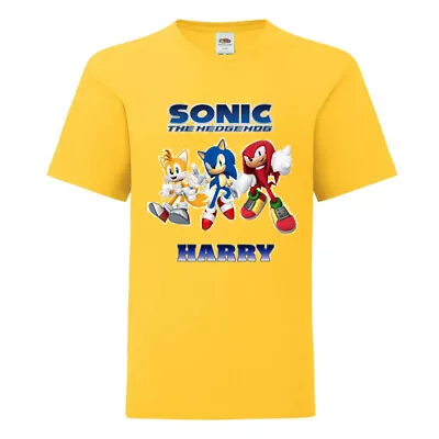 Buy Sonic The Hedgehog Kids Personalised Coloured T-shirt Any Name • 8.30£