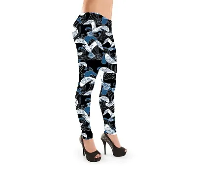 Buy Seagulls Birds Wave Abstract Print Leggings Fashion Trend Alternative • 19.99£