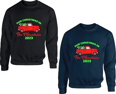 Buy Our Christmas In The Mountains 2023 Jumper Santa Truck Adventure Xmas Sweatshirt • 19.99£