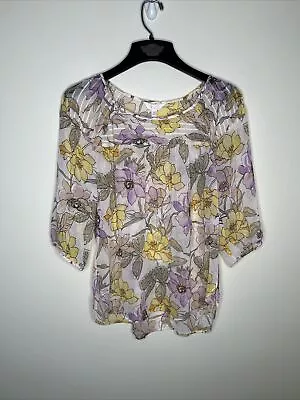 Buy NWOT Lauren Conrad Women's M Floral Sheer 3/4 Sleeve Blouse • 13.22£