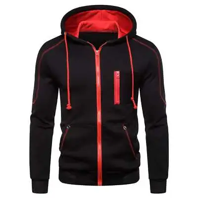 Buy Mens Zip Up Hoody Plain Hoodie UK Zipper Sports Jumper Hooded Coat Warm Jacket • 8.54£