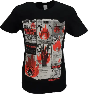 Buy Mens Black Official Stiff Little Fingers T Shirts Flyer T Shirt • 17.99£