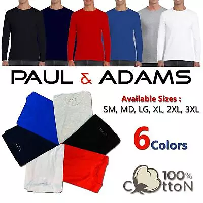 Buy 1 2 3 4 Pack Long Sleeve T Shirt Plain 100% Cotton Lot Tee Shirts Crew Neck Top • 30.58£