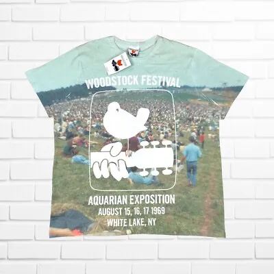 Buy Woodstock Festival Short Sleeve Round Neck Full Graphic Mens T Shirt Size XL New • 15£