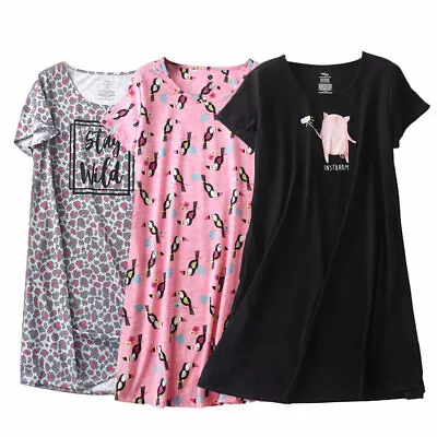 Buy Ladies Cotton Nightdress Nightie Nightshirt T Shirt Pyjamas Sleep Size 6-24 NEW • 12.14£