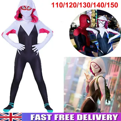 Buy World Book Day Girls Hoodie Spider Gwen Stacy Costume Spiderman Cosplay Jumpsuit • 7.99£