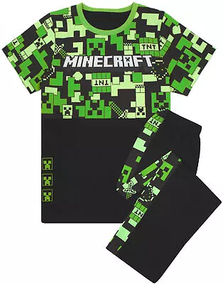 Buy Minecraft Boys Pyjama Set | Kids Creeper Long Bottoms & Gamer T-Shirt PJs • 15.99£