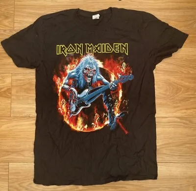 Buy Iron Maiden T Shirt Flames Eddie Rock Metal Band Tee Merch Rare Size Medium • 10.95£