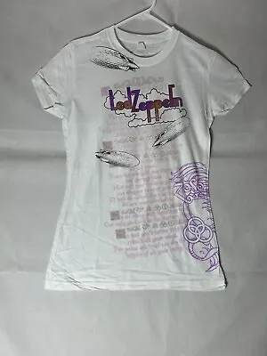 Buy Vintage Led Zeppelin T Shirt 2000s Rock Band White Youth Large • 6.12£