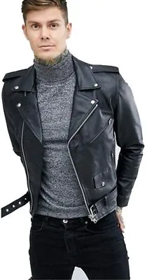 Buy Biker Motorbike Rocker Genuine Cowhide Black Leather Reclaimed Vintage Jacket • 74.99£