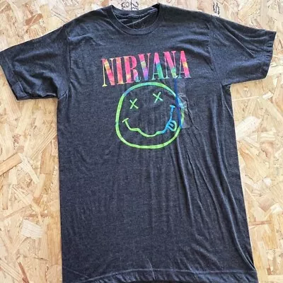 Buy Nirvana T Shirt Large L Slim Fit Grey Mens Graphic Band Music • 7.99£