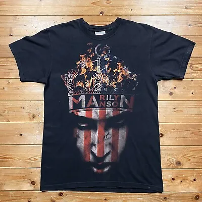 Buy Vintage Marilyn Manson Black Burning Crown Hanes Tshirt Black Small • 16.99£