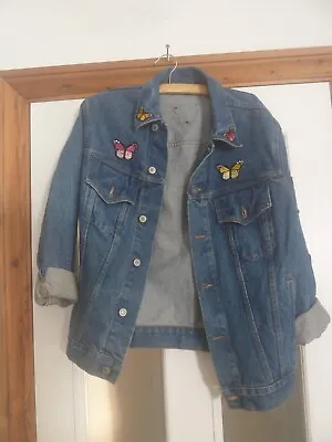 Buy Blue Denim Jacket With Butterfly Patches - Fit UK 12-14 • 9.99£