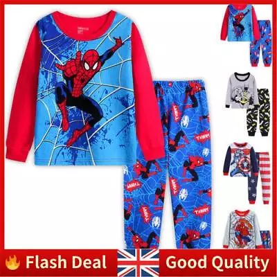 Buy Boys Kids Pyjamas Outfits Nightwear Avengers Spiderman Sleepwear Super Hero PJs • 7.89£