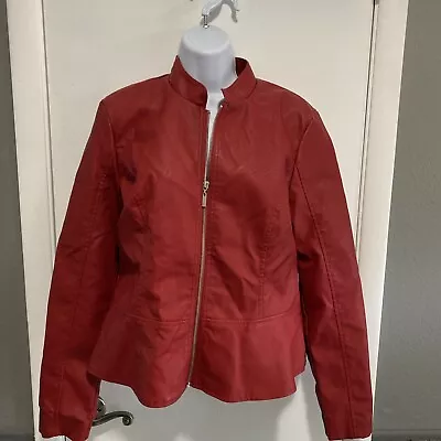 Buy Baccini Red Faux Leather Jacket Size Medium NWT • 11.81£