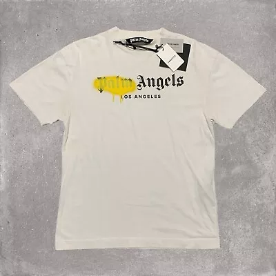 Buy Palm Angels Small Los Angels Sprayed White Tee • 80£