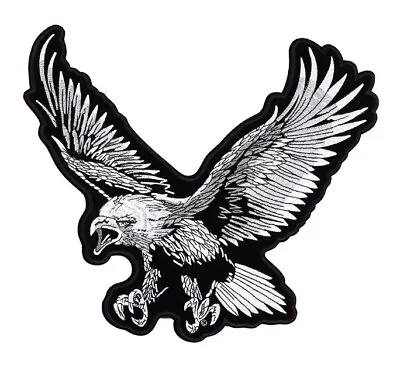 Buy White Eagle Patch 30cm X 30cm Biker Back Embroidered Iron Sew On Rocker • 6.99£