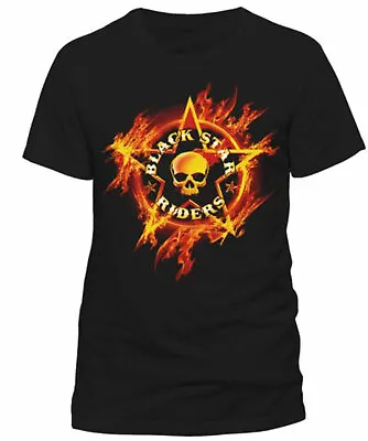 Buy Official Black Star Riders Flames Mens Black T Shirt Black Star Riders Tee • 14.95£