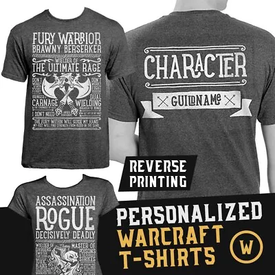 Buy Personalised World Of Warcraft Class T-shirt - Any Class, Character Name, Guild • 22.99£