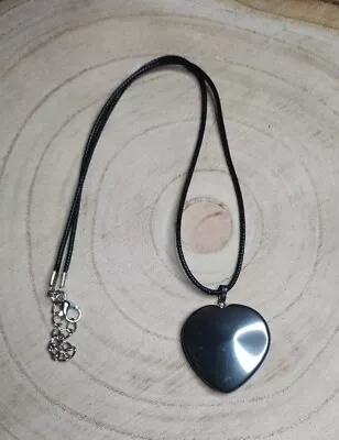 Buy Hematite Crystal Heart Pendant On Black Cord Necklace Jewellery Chakra 19  • 5£