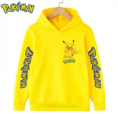 Buy Pikachu Yellow Pokemon Childrens Hoody 3 - 14 Years Sizes Available • 9.99£