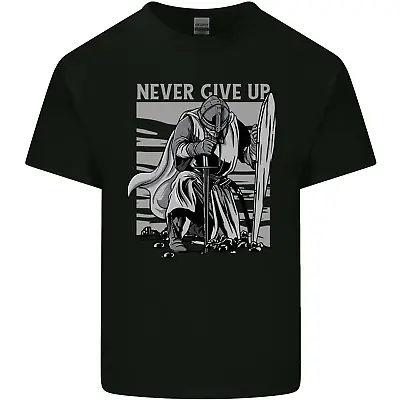 Buy Teutonic Knight Never Give Up Crusader Gym Mens Cotton T-Shirt Tee Top • 8.75£