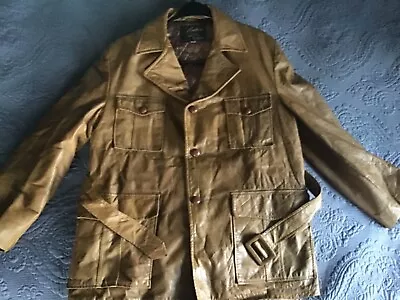 Buy Mens Vintage Light Brown Leather Jacket • 25£