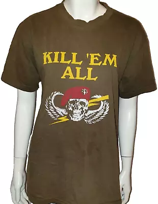 Buy Kill Em All Paratrooper SAS Special Forces Tracpac Khaki Green Top Size Small • 14.99£