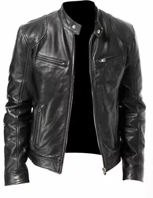 Buy Mens Vintage Cafe Racer Genuine Real Leather Black Brown Biker Slim Fit Jacket • 74.99£