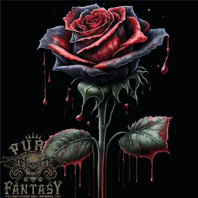 Buy A Gothic Rose Dripping With Blood Goth Mens T-Shirt 100% Cotton • 10.75£