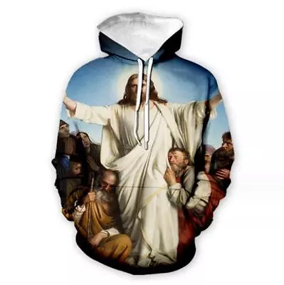 Buy 3D Digital Jesus Printing Men's Casual Long Sleeve Hoodies Sweatshirts Jacket • 19.10£