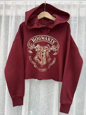 Buy VGC Age 9yrs NEW LOOK Cropped Hoody Harry Potter Hogwarts Gold Logo • 1.99£