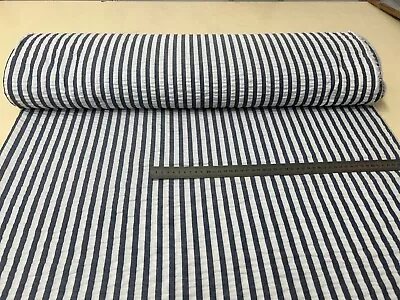Buy Seersucker Fabric Gingham Check  Stripe   DRESS MATERIAL, 150CM WIDE Red Blue • 8.99£