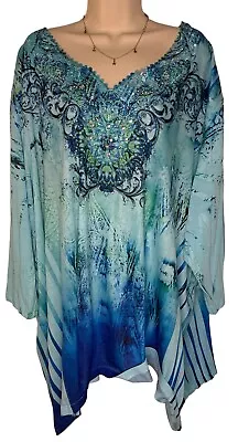 Buy Catherines Women’s 5X Paisley Blouse Top Flare Sleeve Beaded • 23.16£