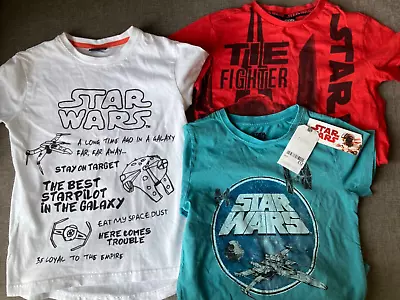 Buy X3 - NEXT - Age 6 Years - STAR WARS T Shirts - White Red Blue - 2 USED & 1 BNWT • 17.50£