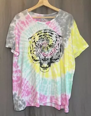 Buy Chaser Brand - TIE DYE TIGER Soft Easy Graphic Print T Shirt  Size 1X • 31.18£
