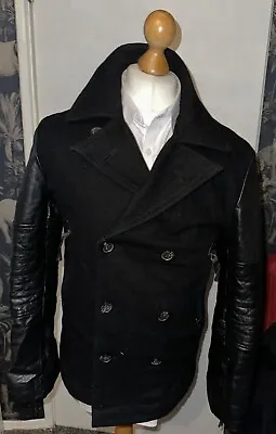 Buy Men’s Religion Peacoat With Leather Sleeves Size Medium • 50£