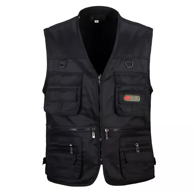 Buy Plus Mens Multi Pocket Vest Hunting Fishing Waistcoat Body Warmer Jacket 3XL/4XL • 9.56£