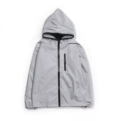 Buy Reflective Mens Windbreaker Jacket Cycling Coat Hip Hop Hooded Coat Streetwear • 14.79£