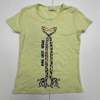 Buy Cache T-Shirt 10 Yellow Round Neck Womens Amour Longue Distance Giraffe • 5.45£
