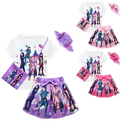 Buy Descendants Costume Girls T Shirt  Pleated  Skirt Outfit Dress Bag Cosplay Dress • 13.99£
