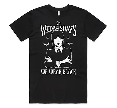 Buy Addams On Wednesdays We Wear Black T-shirt Top TV Show Gift Unisex Wednesday • 11.99£